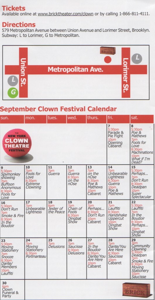 NY Clown Theater Festival 2012 Schedule