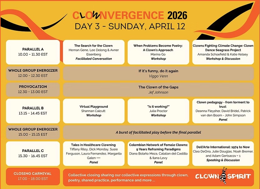 Clownvergence 2026- Day 3 schedule